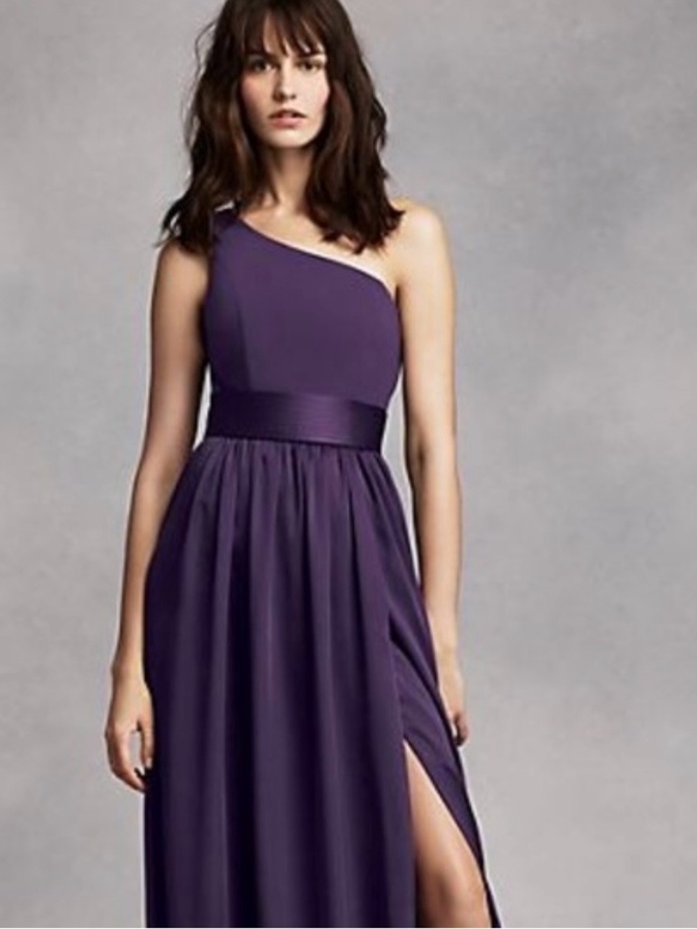 White by Vera Wang One-Shoulder Purple (Amethyst) Evening Gown